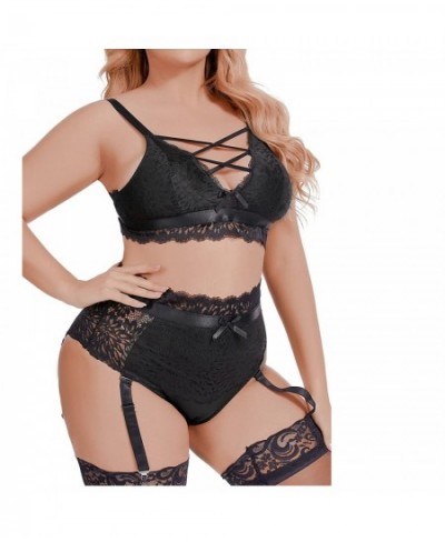 Lingerie Sets For Women Luxury Plus Size Lace V-neck Transparent Bra Brief Set Hot Erotic Costumes Female Umderwearsets $23.5...