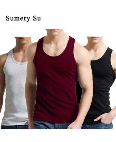 Tank Tops Men Fitness Cool Summer 100% Cotton Vest Male Sleeveless Tops Gym Slim Casual Undershirt Mens Gift 7 Colors 1PCS $2...