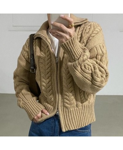 Komiyama Twist Knitted Cardigan Mujer Lapel Zipper Sweaters Women Autumn Winter Clothes Vintage Fashion Long Sleeve Tops $58....