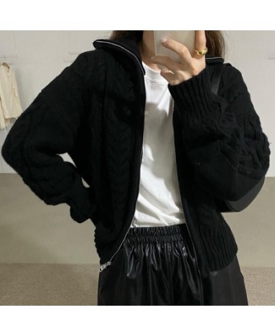 Komiyama Twist Knitted Cardigan Mujer Lapel Zipper Sweaters Women Autumn Winter Clothes Vintage Fashion Long Sleeve Tops $58....