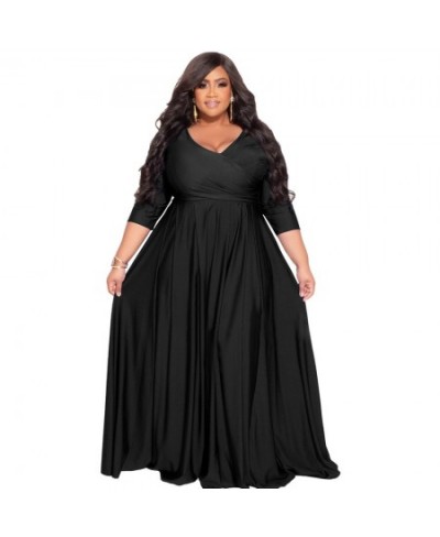 Plus Size Women Evening Dresses Classic Curve Wrap V-neck Big Swing Maxi Vestidos De Verano Mujer 2022 Party long Dress $58.3...