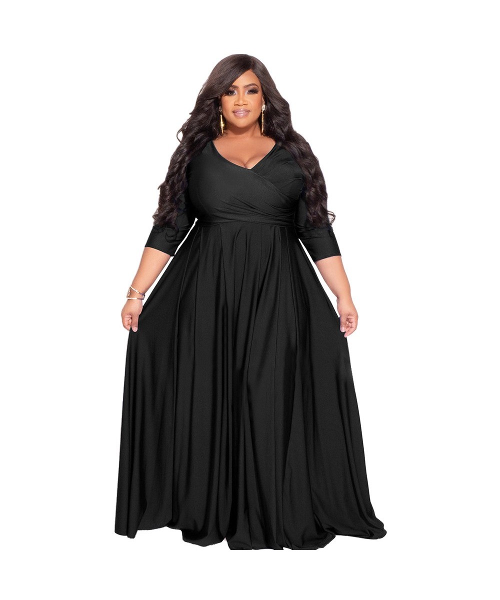 Plus Size Women Evening Dresses Classic Curve Wrap V-neck Big Swing Maxi Vestidos De Verano Mujer 2022 Party long Dress $58.3...