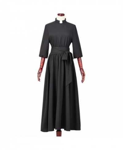 Women Clergy Dress Elegance Audrey Hepburn Style Roman Tab Collar Pastor Cleric Preacher Minister Clerical Priest Costume $96...