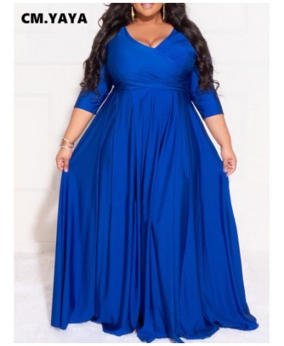 Plus Size Women Evening Dresses Classic Curve Wrap V-neck Big Swing Maxi Vestidos De Verano Mujer 2022 Party long Dress $58.3...