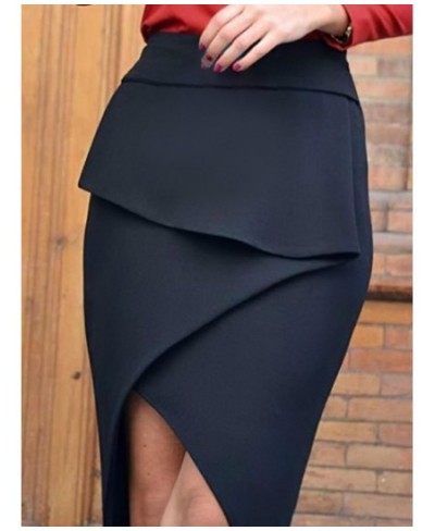 Black High Waist Skirt Elastic Bodycon Pencil Elegant Women Office Lady Summer African Modest Fashion Classy Jupes Falads Sai...