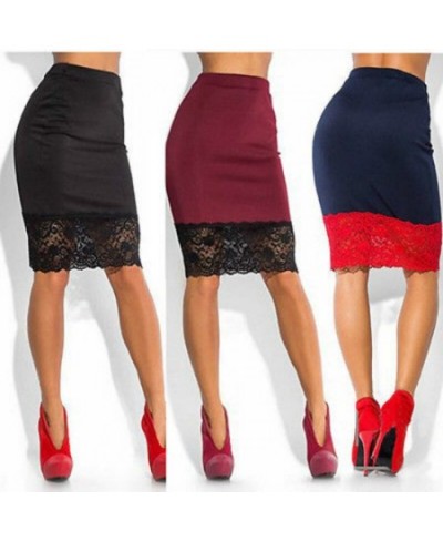 2022 HOT Women Sexy Lace Stretch Office High Waist Pencil Skirts Bodycon Party Skirt Sexy Women Summer Outwear $21.32 - Skirts