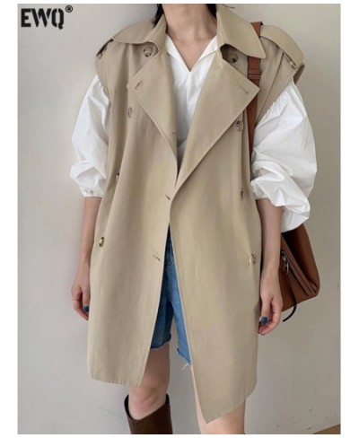 Simple Loose Ladies Coats Lapel Loose Sleeveless Vest Jacket Women Outerwear Korea Khaki Overcoats 2023 Spring New 16Y11 $50....