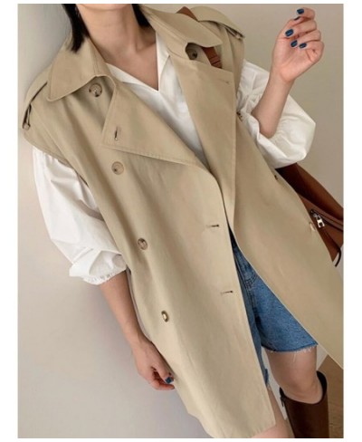 Simple Loose Ladies Coats Lapel Loose Sleeveless Vest Jacket Women Outerwear Korea Khaki Overcoats 2023 Spring New 16Y11 $50....