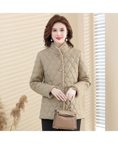 New Down cotton Padded Coat lapel Quilted Jacket Middle-aged Women's Coats Autumn Winter Plus Velvet Thick Warm Mother Outwea...