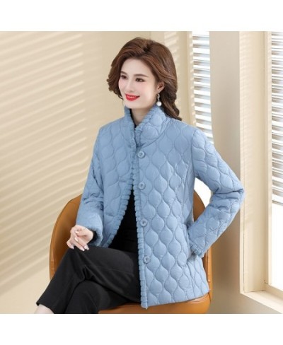 New Down cotton Padded Coat lapel Quilted Jacket Middle-aged Women's Coats Autumn Winter Plus Velvet Thick Warm Mother Outwea...