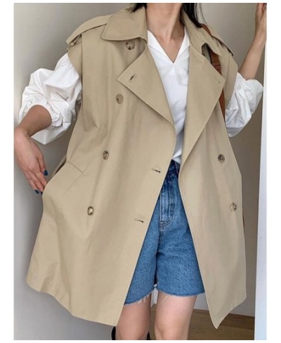 Simple Loose Ladies Coats Lapel Loose Sleeveless Vest Jacket Women Outerwear Korea Khaki Overcoats 2023 Spring New 16Y11 $50....