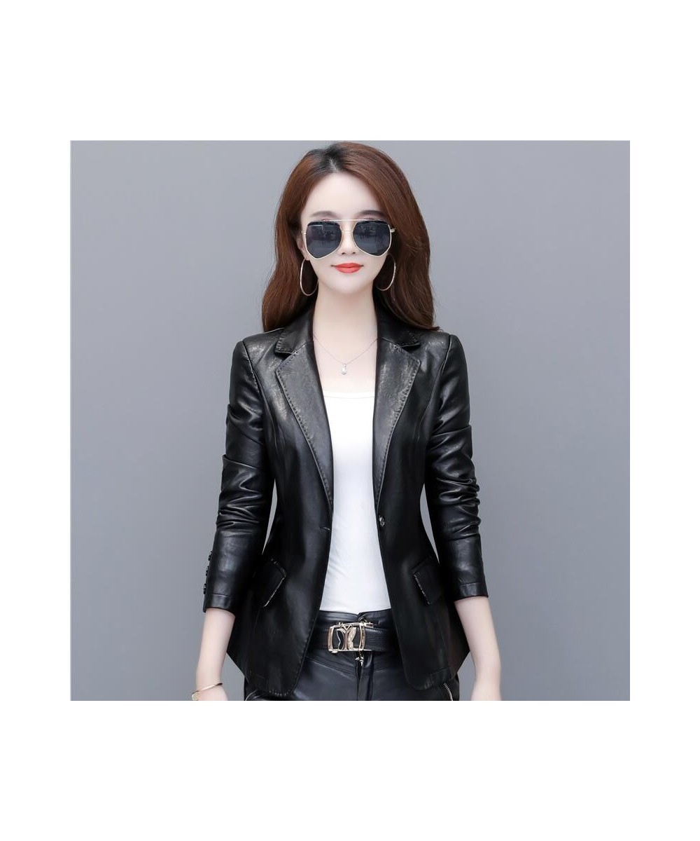 New S-4XL Women's Leather Jacket 2023 Spring Motorcycle Leather Jacket Women Leather Suit Female Jacket Blazer $68.67 - Jacke...