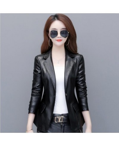 New S-4XL Women's Leather Jacket 2023 Spring Motorcycle Leather Jacket Women Leather Suit Female Jacket Blazer $68.67 - Jacke...