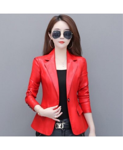 New S-4XL Women's Leather Jacket 2023 Spring Motorcycle Leather Jacket Women Leather Suit Female Jacket Blazer $68.67 - Jacke...