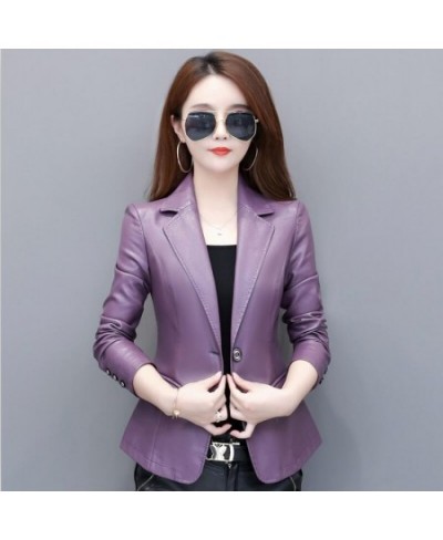 New S-4XL Women's Leather Jacket 2023 Spring Motorcycle Leather Jacket Women Leather Suit Female Jacket Blazer $68.67 - Jacke...