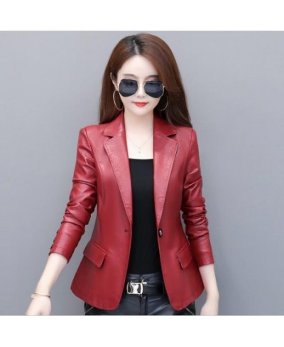 New S-4XL Women's Leather Jacket 2023 Spring Motorcycle Leather Jacket Women Leather Suit Female Jacket Blazer $68.67 - Jacke...