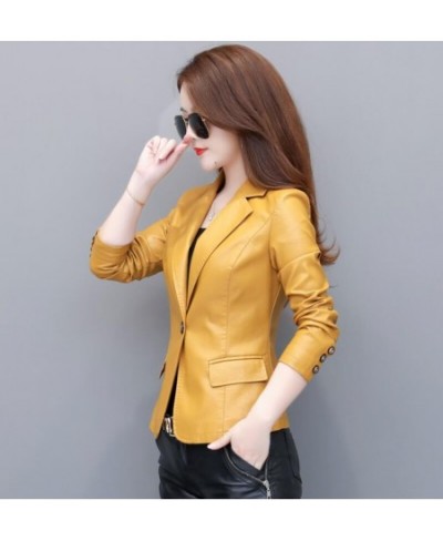 New S-4XL Women's Leather Jacket 2023 Spring Motorcycle Leather Jacket Women Leather Suit Female Jacket Blazer $68.67 - Jacke...