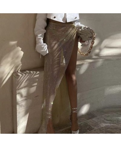 2022 summer new mesh mesh skirt transparent twist irregular skirt beach holiday long skirt women $24.34 - Skirts