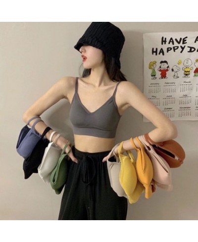 Sexy Beauty Underwear Crop Women Sports Crop Lingerie Seamless Camisole Back Female Padded Cropped Tops Femme Tops Tank $13.4...