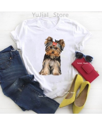 Summer Style Women's t-shirt cute Yorkshire terrier dog Animal Print T-Shirt Femme Harajuku Kawaii tshirt Fashion Women Tops ...