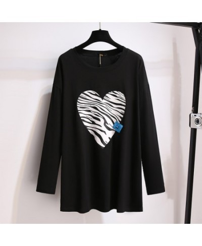 New Spring Autumn Plus Size Tops For Women Large Loose Pullover Long sleeve Black Gray Print Cotton T-shirt 7XL $46.98 - Plus...