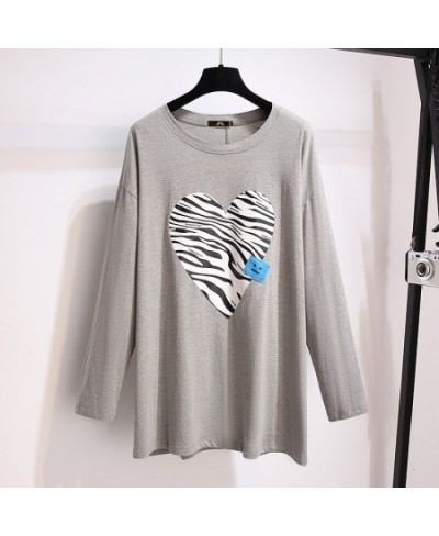 New Spring Autumn Plus Size Tops For Women Large Loose Pullover Long sleeve Black Gray Print Cotton T-shirt 7XL $46.98 - Plus...