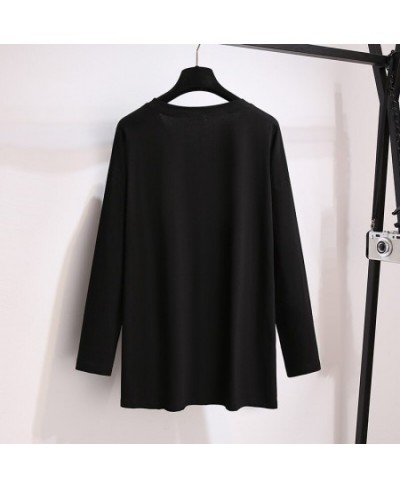 New Spring Autumn Plus Size Tops For Women Large Loose Pullover Long sleeve Black Gray Print Cotton T-shirt 7XL $46.98 - Plus...