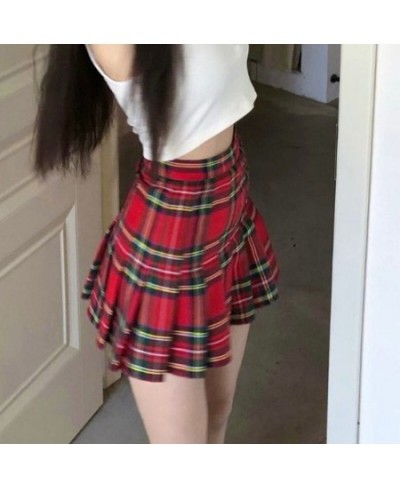 Plaid Pleated Mini Skirts for Women Casual Simple Korean Fashion Preppy Style Vintage Chic High Waist Faldas Hotsweet All-mat...