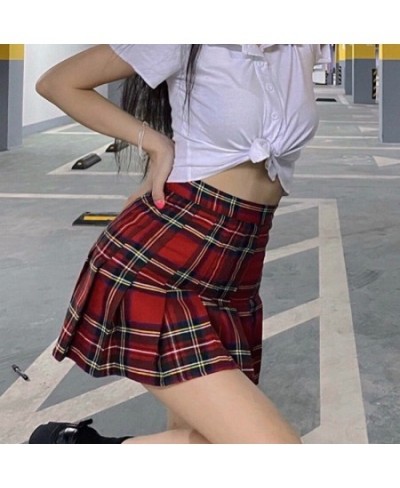 Plaid Pleated Mini Skirts for Women Casual Simple Korean Fashion Preppy Style Vintage Chic High Waist Faldas Hotsweet All-mat...