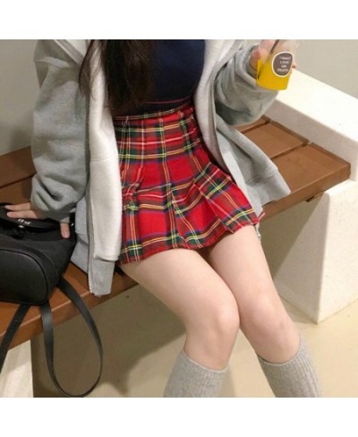 Plaid Pleated Mini Skirts for Women Casual Simple Korean Fashion Preppy Style Vintage Chic High Waist Faldas Hotsweet All-mat...