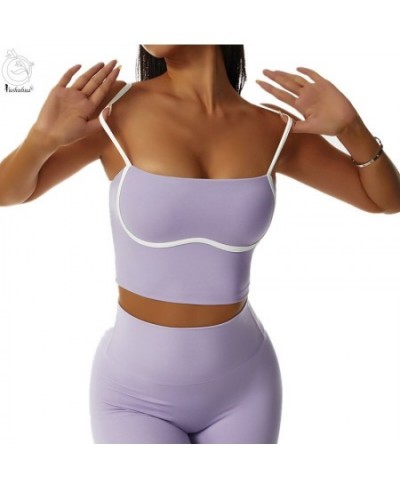 Splicing Contrasting Colors Running Sports Bras Women Sexy Gather Bra Gym Push up Fitness Vest Suspenders Yoga Bra Top $35.77...