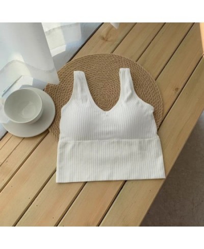 Breathable Tank Top Women Summer Sexy Push up Underwear Anti-sweat Fitness Sports Vest Bra with Pad Seamless Low-Collar $13.5...