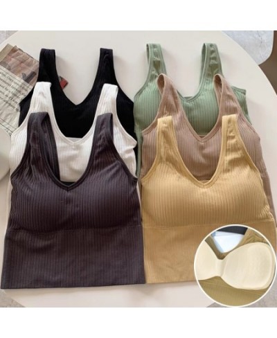 Breathable Tank Top Women Summer Sexy Push up Underwear Anti-sweat Fitness Sports Vest Bra with Pad Seamless Low-Collar $13.5...