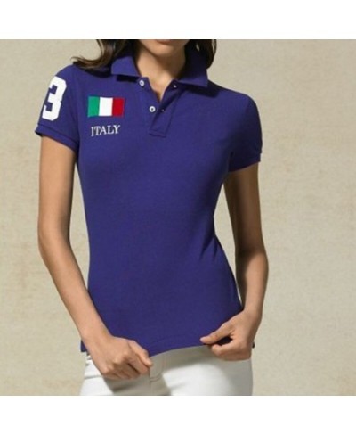 High Quality Summer New Lady Short Sleeve Polo Shirts Big Horse Casual Ralp Women Lapel Polos Cotton Women Fashion Slim Tops ...