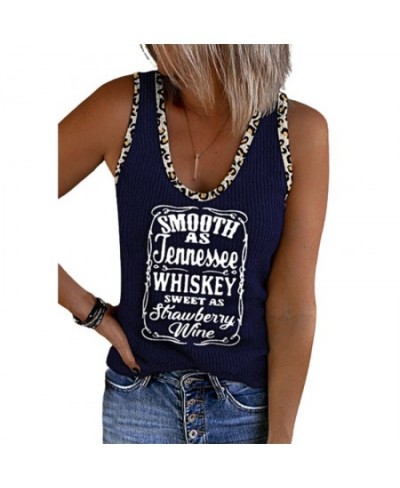 Women Tank Tops Letter Sleeveless Shirts Smooth As Tennessee Whiskey Funny Country Music Camis Vintage Graphic Tanks Top Casu...