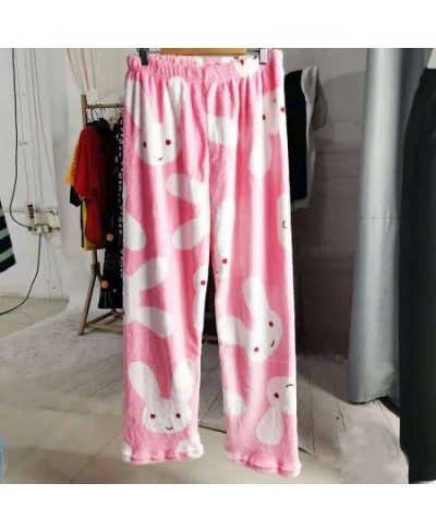 2023 New Winter Women's Plush Pajama Pants Warm Home Pants Thicken Loose Comfortable Elastic Waist Cute Cartoon $51.65 - Slee...