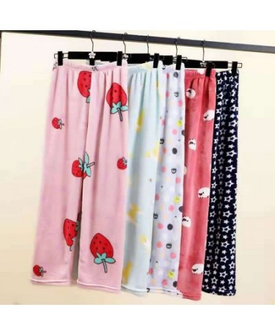 2023 New Winter Women's Plush Pajama Pants Warm Home Pants Thicken Loose Comfortable Elastic Waist Cute Cartoon $51.65 - Slee...