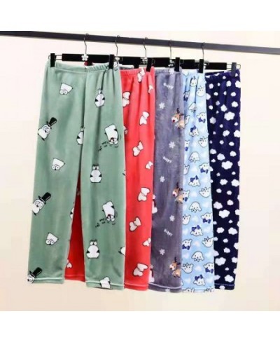 2023 New Winter Women's Plush Pajama Pants Warm Home Pants Thicken Loose Comfortable Elastic Waist Cute Cartoon $51.65 - Slee...