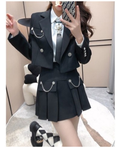 England Style Fashion Jacket Skirt Suits Preppy Style Short Blazer +Pleated Mini Skirt 2 Piece Set Women $101.92 - Suits & Sets