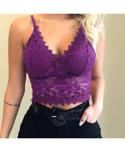 Floral Bralette Padded Push Up Lace Bras for Women Sexy Lingerie Corset Camis Underwear Wire Free Sheer Bra Crop Tops Brassie...