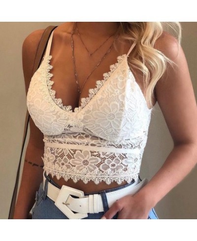 Floral Bralette Padded Push Up Lace Bras for Women Sexy Lingerie Corset Camis Underwear Wire Free Sheer Bra Crop Tops Brassie...