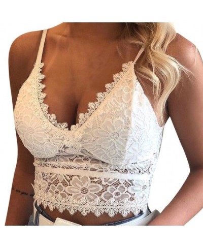 Floral Bralette Padded Push Up Lace Bras for Women Sexy Lingerie Corset Camis Underwear Wire Free Sheer Bra Crop Tops Brassie...