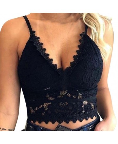 Floral Bralette Padded Push Up Lace Bras for Women Sexy Lingerie Corset Camis Underwear Wire Free Sheer Bra Crop Tops Brassie...