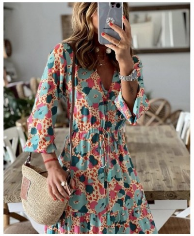 2023 Autumn Beach Women's Long Dress V-neck Long Sleeve Elegant Dresses Female Holiday Fashion Loose Casual Clothes Ladies $4...