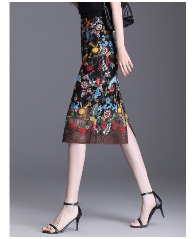 Summer Fashion Embroidery Flower Bodycon Skirt For Women High Waisted Elegant Chic Slim Casual Knee-Length Pencil Skirts $47....