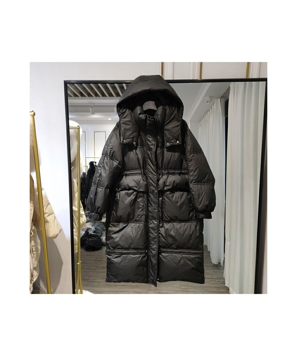 Winter Hooded Down Long Jacket Women 90% White Duck Down Coat Casual Loose Pleating Parkes Snow Windbreak Warm Outwear $79.91...