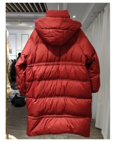 Winter Hooded Down Long Jacket Women 90% White Duck Down Coat Casual Loose Pleating Parkes Snow Windbreak Warm Outwear $79.91...