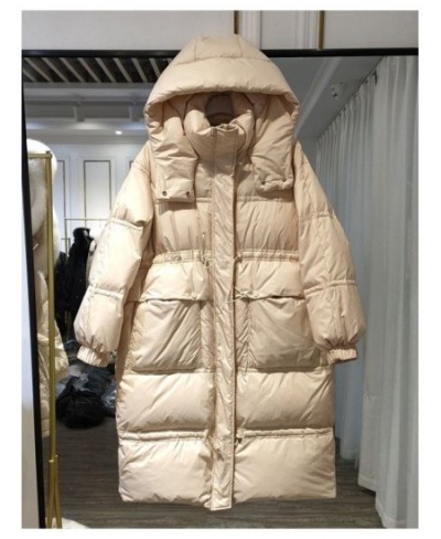 Winter Hooded Down Long Jacket Women 90% White Duck Down Coat Casual Loose Pleating Parkes Snow Windbreak Warm Outwear $79.91...