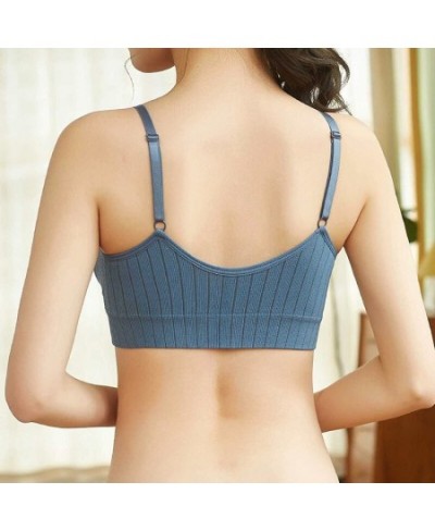 Seamless Women Tank Top Sexy Stripe Stretch Push Up Bra with Pad Fashion V-Neck Tops Wireless Sports Padded Camisole Brassier...