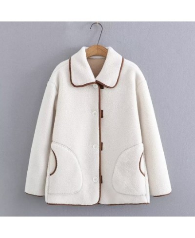 Plus Size Women's Jacket Lapel Reversible Faux Fleece Short Jacket Long Sleeve Cardigan Jacket With Pockets On Both Sides $69...